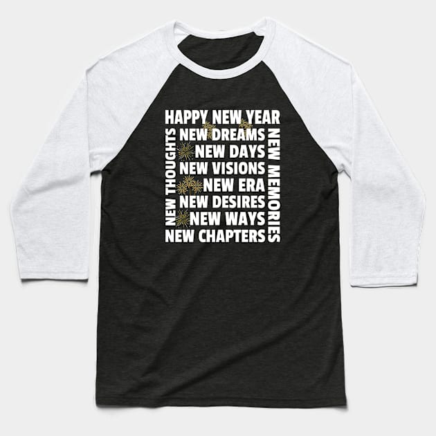 Happy New Year Baseball T-Shirt by MIRO-07